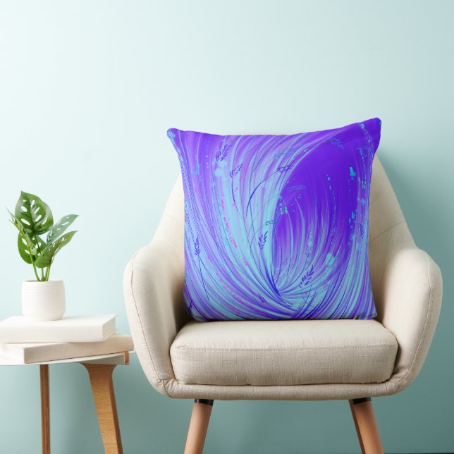 Abstract Blue Purple Enchanted Garden  Throw Pillow (Chair)
