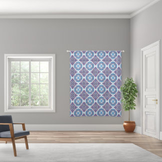 Abstract blue purple Mediterranean tile pattern Sheer Curtains