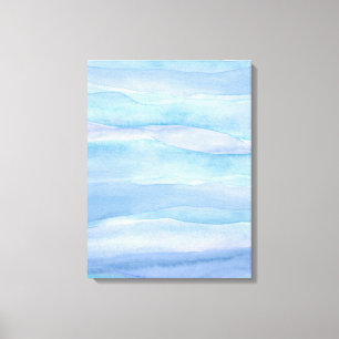 Abstract Blue Purple Ocean Layers Watercolor Canv Canvas Print