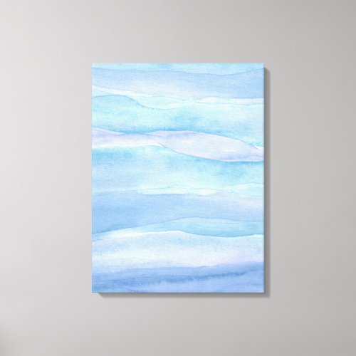 Abstract Blue Purple Ocean Layers Watercolor  Canv Canvas Print