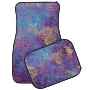 Abstract Blue Purple Peacock Set of Car Floor Mats
