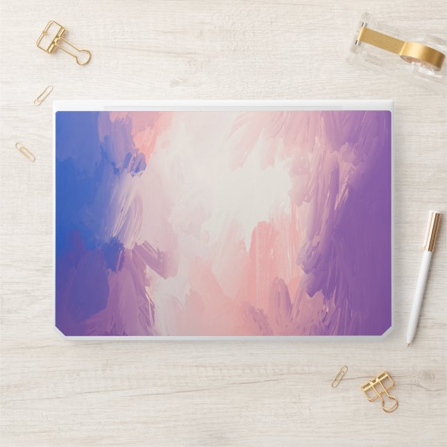 Abstract blue purple pink marble Swirl Stylish HP Laptop Skin (Desk)