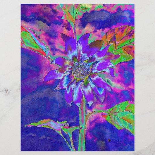 Abstract blue purple sunflower | retro funky (Front)