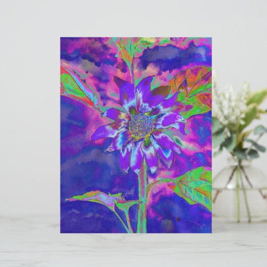 Abstract blue purple sunflower | retro funky (Standing Front)