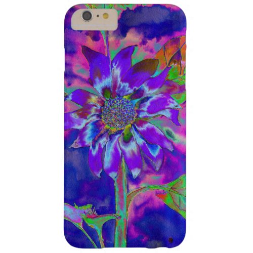 Abstract blue purple sunflower  retro funky  barely there iPhone 6 plus case