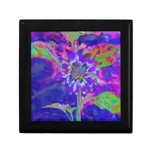 Abstract blue purple sunflower  retro funky  gift box