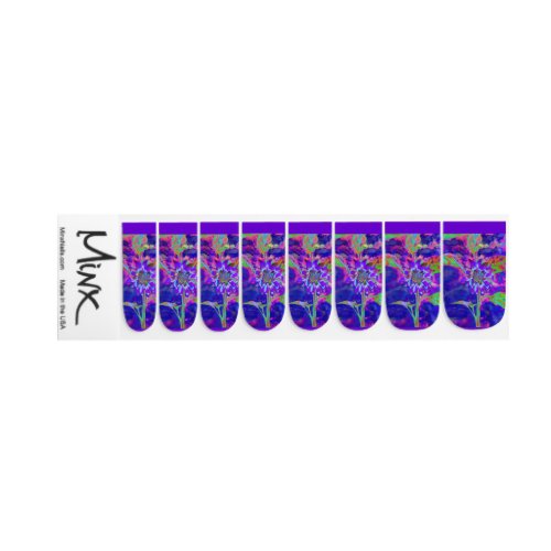 Abstract blue purple sunflower  retro funky  minx nail wraps