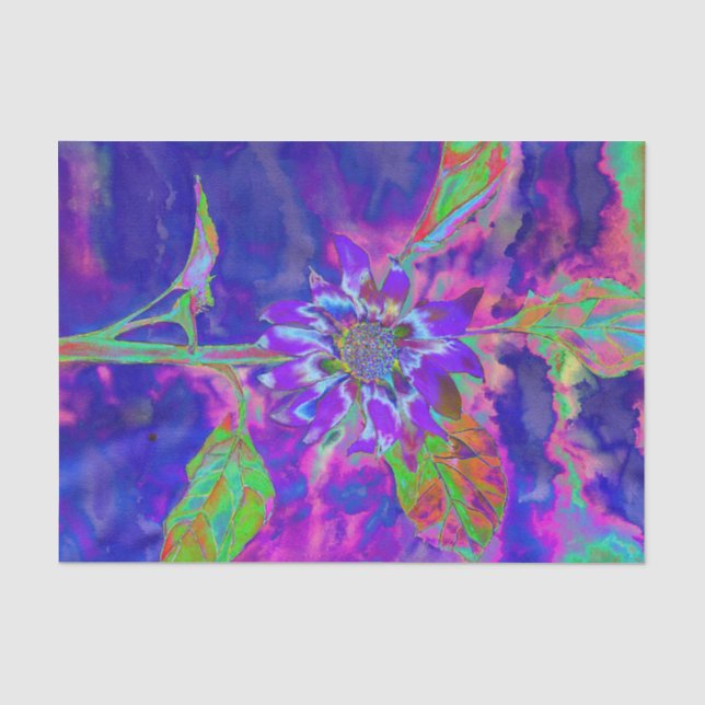 Abstract blue purple sunflower | retro funky  tissue paper (Front)