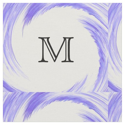 Abstract Blue Purple Swirl Monogram Fabric