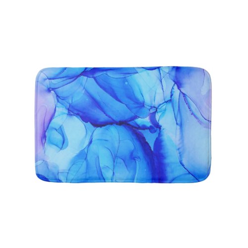 Abstract Blue Purple Swirls Contemporary Bath Mat