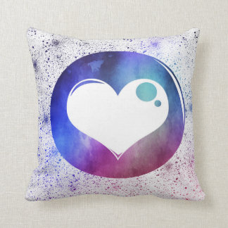 Abstract Blue & Purple Watercolor Heart Design Throw Pillow