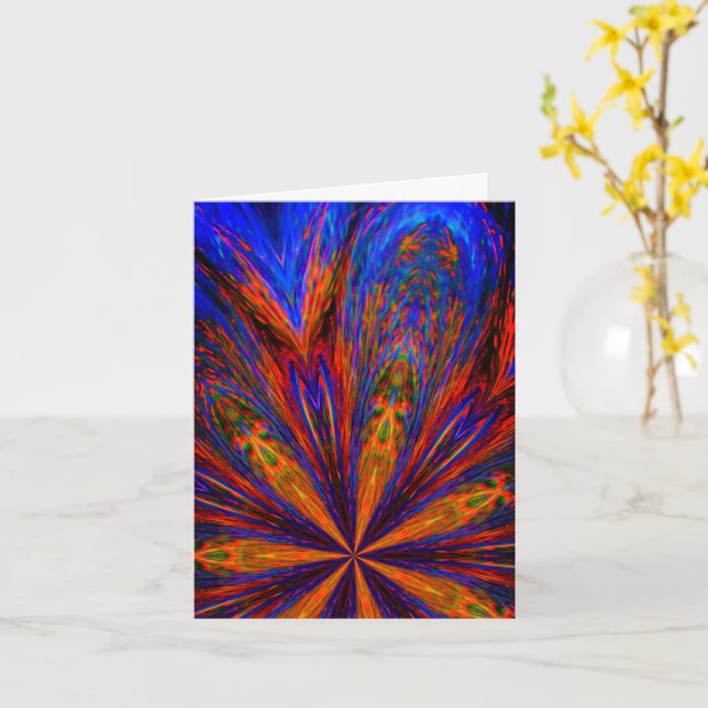 Abstract Blue Red Colors Note Card (Yellow Flower)
