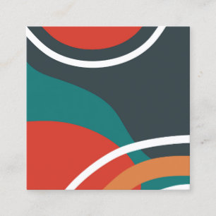 Abstract blue red white line art square business card