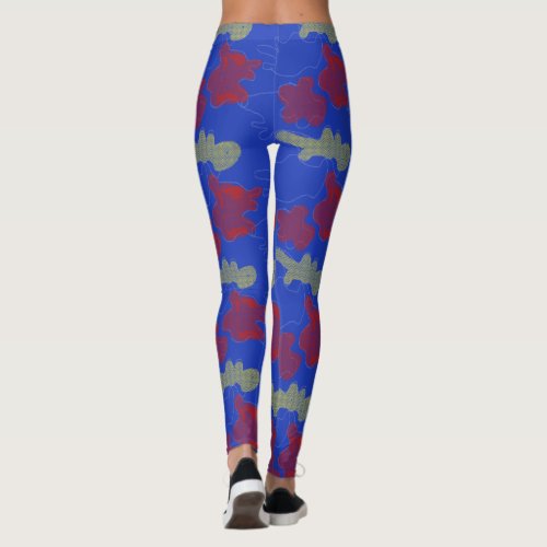 Abstract Blue Red Yellow pattern Yoga Leggings