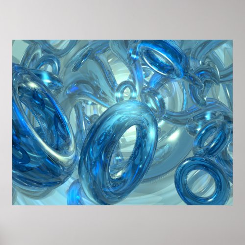 Abstract Blue Rings Poster