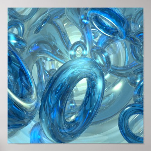 Abstract Blue Rings Poster