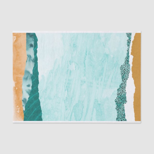 Abstract Blue River Paper Decoupage (Front)