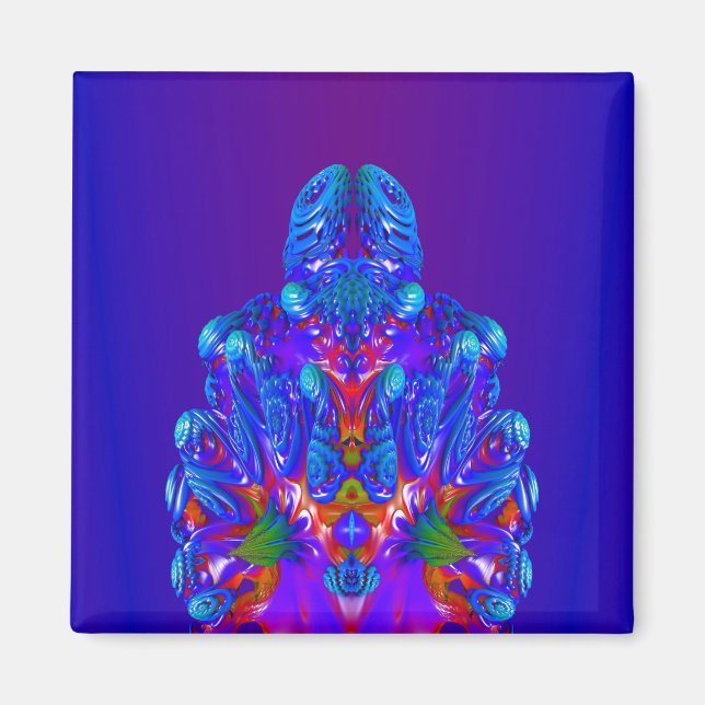 Abstract Blue Robot Magnet (Front)
