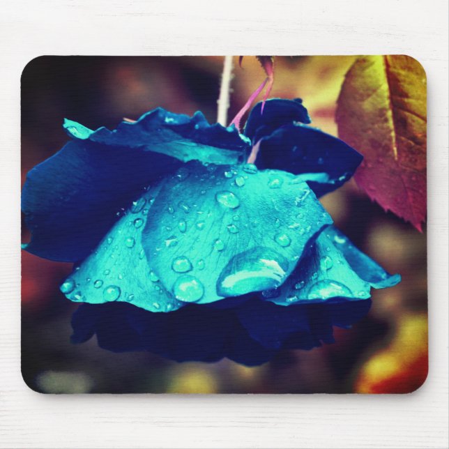 Abstract Blue Rose Flower Art Mouse Pad (Front)