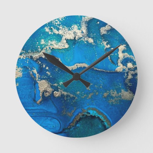 Abstract Blue Round Clock