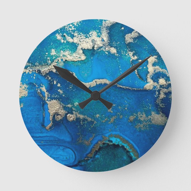 Abstract Blue Round Clock (Front)