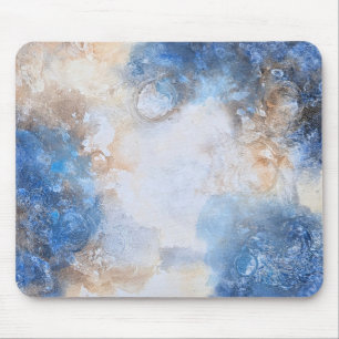 Abstract Blue & Sand Textured Clouds Mouse Pad