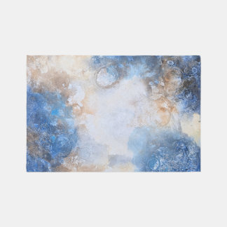 Abstract Blue & Sand Textured Clouds Rug