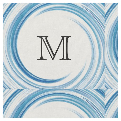 Abstract Blue Sapphire Swirl Monogram Fabric