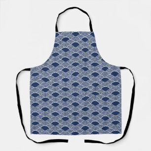 abstract blue sea waves in Chinese style Apron
