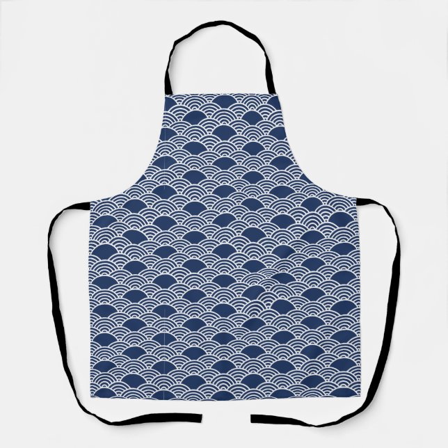 abstract blue sea waves in Chinese style  Apron (Front)