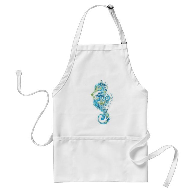 Abstract Blue Seahorse Adult Apron (Front)
