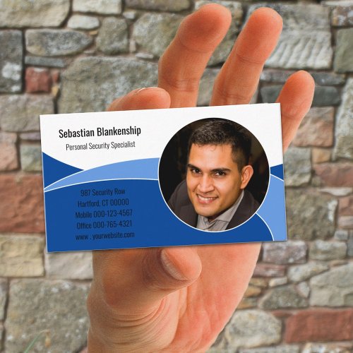 Abstract Blue Security Professional Custom Photo Business Card