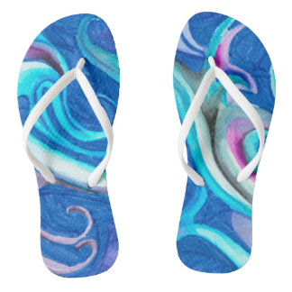Abstract blue shades Adult Flip Flops, Slim Straps Flip Flops
