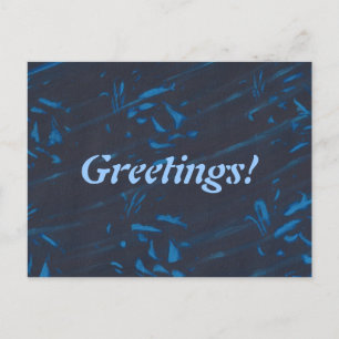 Abstract Blue Shapes on Navy Black Postcards