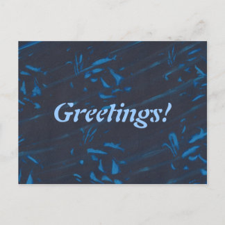 Abstract Blue Shapes on Navy Black Postcards