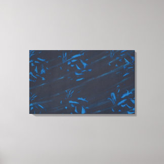 Abstract Blue Shapes on Navy Black Wrapped Canvas Print