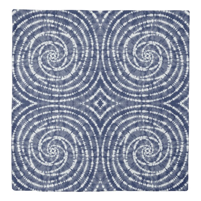 Abstract Blue Shibori Tie Dye Duvet Cover (Front)