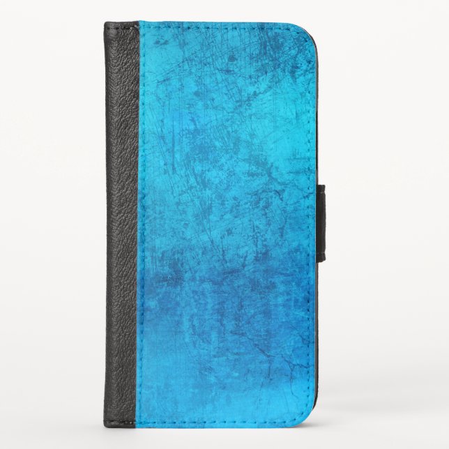 Abstract blue solid color design iPhone wallet case (Front)