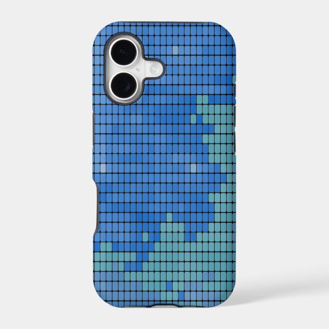 Abstract Blue Square Pattern Iphone Case (Back)