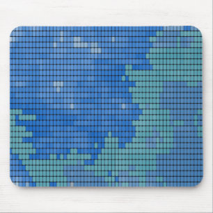Abstract Blue Square Pattern Mouse Pad