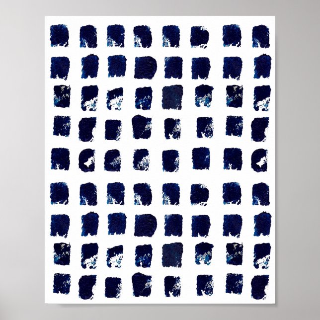 Abstract Blue Square Pattern Painting Poster (Front)