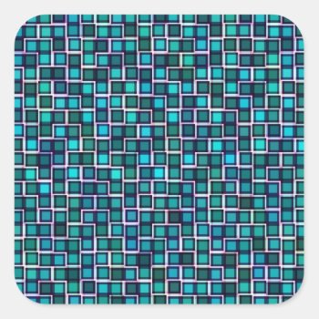 Abstract Blue Squares Pattern Square Sticker by Lasting__Impressions at Zazzle