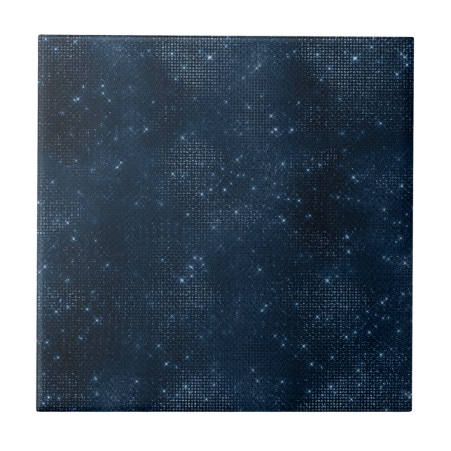 Abstract Blue Stars Illustration Ceramic Tile (Front)