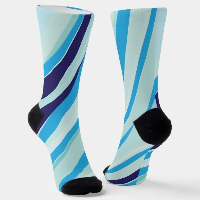 Abstract Blue Stripe  Socks (Angled)