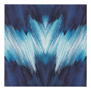 Abstract blue stroke watercolor , paint high-resol faux canvas print