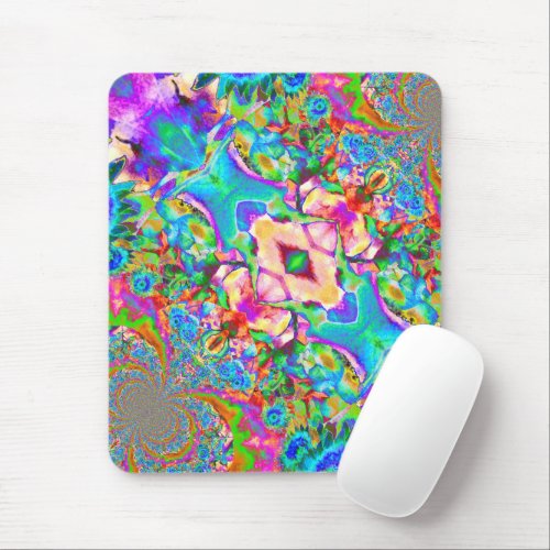 Abstract blue sunflower field  retro flowers mouse pad
