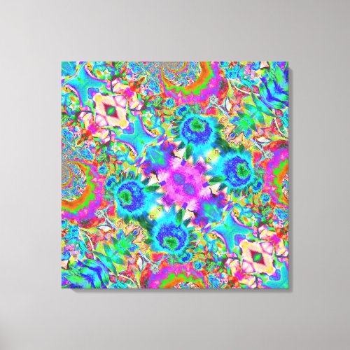 Abstract blue sunflowers _ retro floral painting canvas print