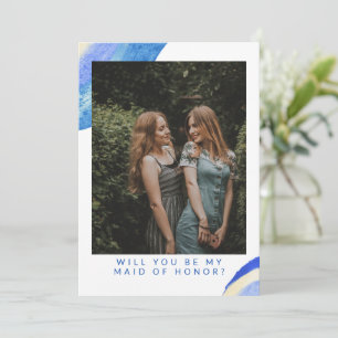 Abstract Blue Swirl Photo Maid of Honor Proposal