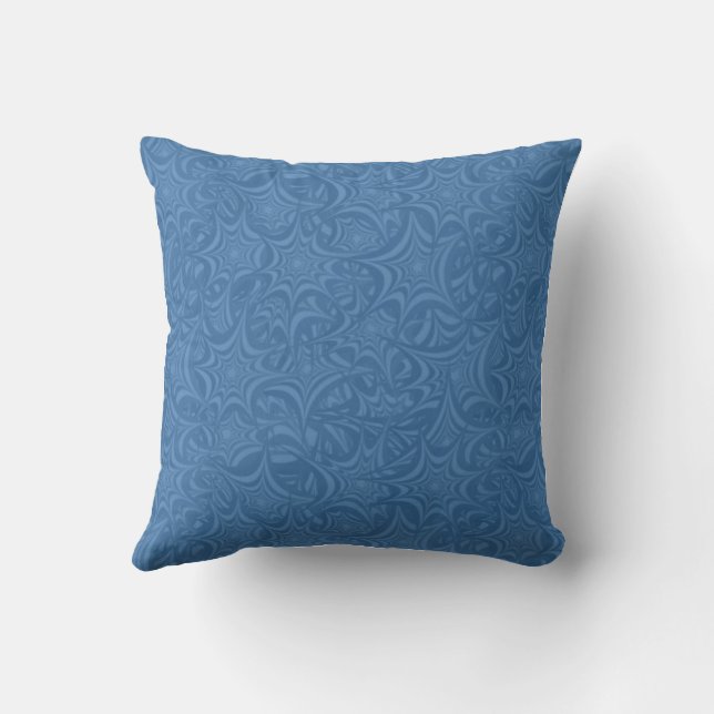 Abstract Blue Swirls Pattern Throw Pillow (Back)