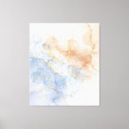 Abstract Blue Taupe and Gold Canvas Print